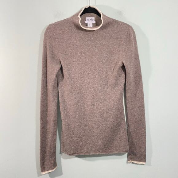 Nicole Miller Women's Brown 100% Cashmere High Neck Sweater Size S - Picture 1 of 9